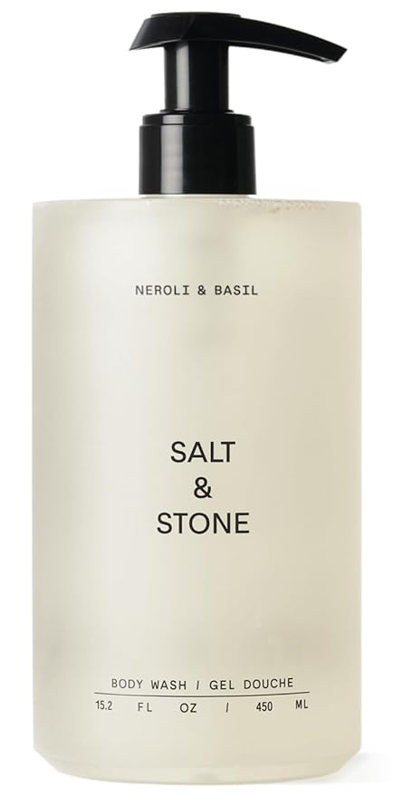 Salt & Stone Body Wash for Women & Men | Neroli & Basil | Hydrating Gel Cleanser | Clean & Soften Skin | Made with Niacinamide & Hyaluronic Acid | Free From Parabens, Sulfates & Pthalates (15.2 fl oz)-GlimoraGlow