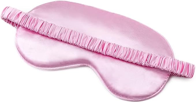 100% Natural Mulberry Soft Silk Sleep Mask, Light Blocking Eye Masks For Sleep, Night Blindfold Eye Mask Cover For Men And Women, Sleeping Night Mask For Travel (Pink)-GlimoraGlow