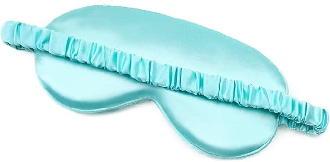 100% Natural Mulberry Soft Silk Sleep Mask, Light Blocking Eye Masks for Sleep, Night Blindfold Eye Mask Cover for Men and Women, Sleeping Night Mask for Travel (Light Blue)-GlimoraGlow