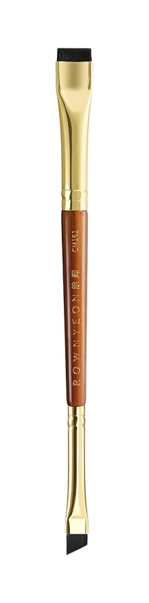Desert Oak Series Precision Thin Eyeliner Brush - Dual-Ended Angled & Concave Tips for Winged Lines/Tightlining, Gel & Liquid Liner Compatible, Ebana Handle (CM 161)-GlimoraGlow