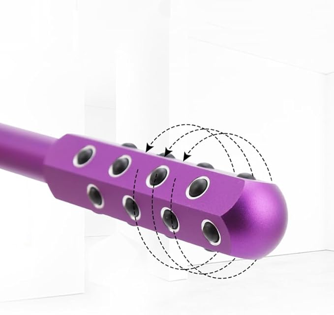 24-Stone Facial Roller - Cooling Face & Neck Massager Tool for Skin Rejuvenation | 360° Contouring with Germanium Stones & Aircraft Aluminum | Portable 7.6" Beauty Roller - Purple-GlimoraGlow