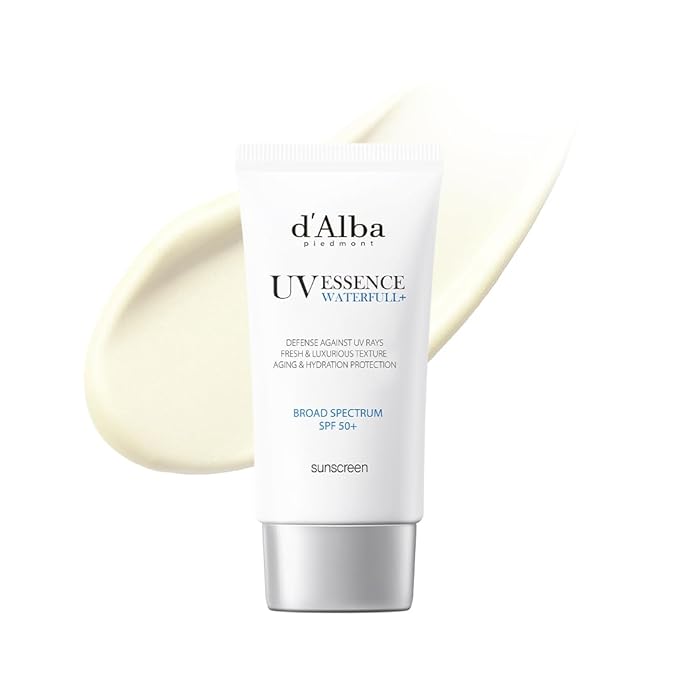 d'alba Piedmont Italian White Truffle Waterfull Essence Sunscreen, Vegan Skincare, Lightweight Sunscreen with BROAD SPECTRUM SPF 50+, Glowy, Safe for all Skin Types, Korean Skin Care (1.69 fl. oz)-GlimoraGlow
