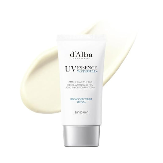 d'alba Piedmont Italian White Truffle Waterfull Essence Sunscreen, Vegan Skincare, Lightweight Sunscreen with BROAD SPECTRUM SPF 50+, Glowy, Safe for all Skin Types, Korean Skin Care (1.69 fl. oz)-GlimoraGlow