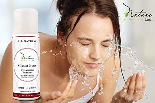 Nature Lush The Best Natural Eye & Face Makeup Remover - Oil Free - Rich Vitamins - Non Irritating – No Hazardous Chemicals - “Clean Eyes Made In Greece 4.4 oz-GlimoraGlow