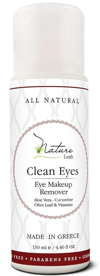 Nature Lush The Best Natural Eye & Face Makeup Remover - Oil Free - Rich Vitamins - Non Irritating – No Hazardous Chemicals - “Clean Eyes Made In Greece 4.4 oz-GlimoraGlow