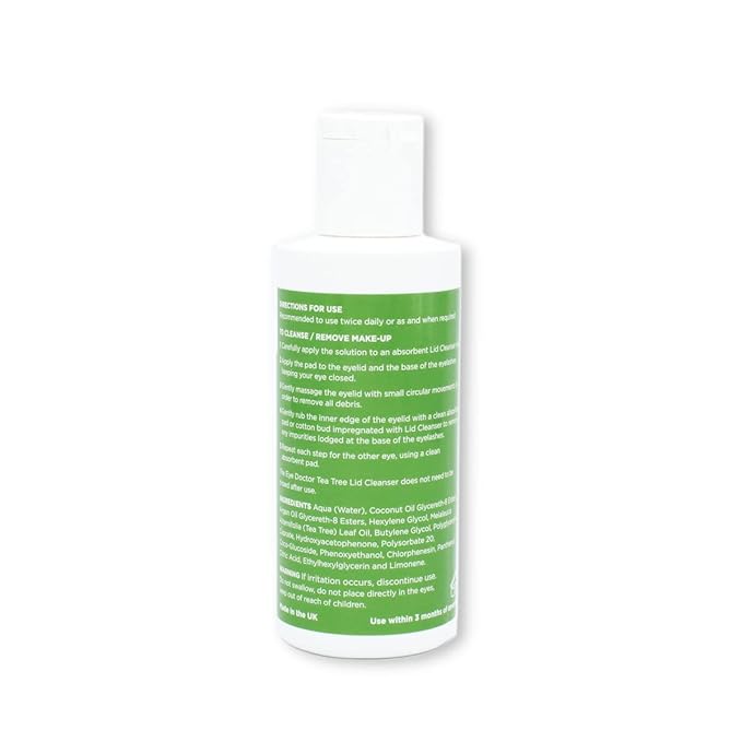 The Eye Doctor Tea Tree Lid Cleanser 100ml – Daily Eyelid Hygiene Remove Debris & Make-up Eyelid Eyelashes – For Sensitive Eyes – Contains Tea Tree Oil Argan Oil Coconut Oil & Micellar Water-GlimoraGlow