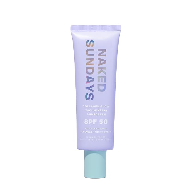Naked Sundays SPF 50 Mineral Glow Sunscreen, Daily Hydrating Facial Moisturizer & Primer with Zinc Oxide, Sheer Tint, Broad Spectrum SPF Lotion (Jumbo 80ml)-GlimoraGlow