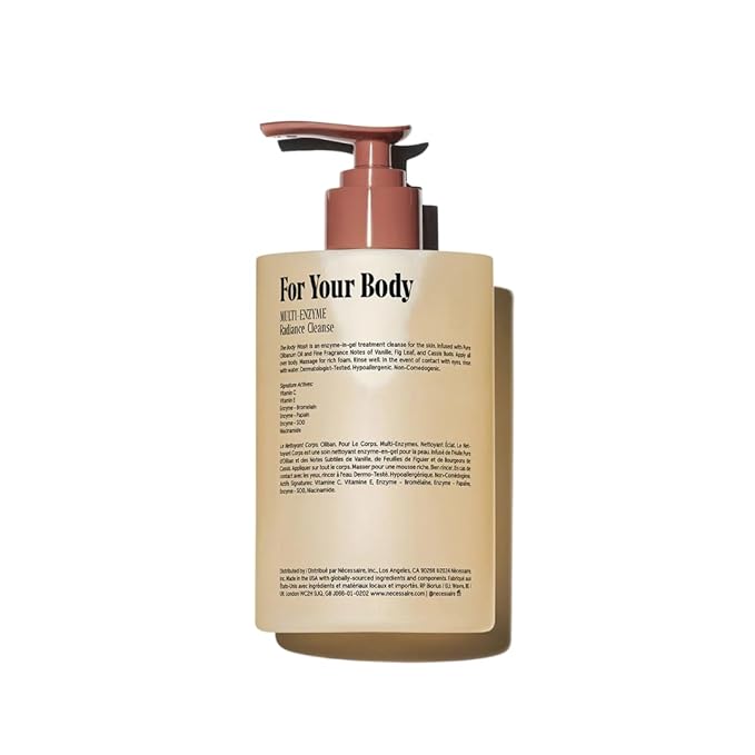 Nécessaire The Body Wash Olibanum. Natural Body Wash for Women + Men. Radiance Cleanse. Multi-Enzyme Gel Cleanser for Dull Skin. Notes of Vanilla, Fig Leaf, and Cassis Buds. 16.9 Fl Oz.-GlimoraGlow
