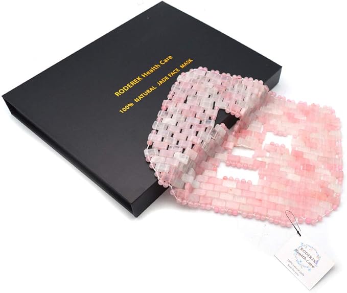 Jade Ice Sleeping Mask, Jade Mask for Relieving Face & Eye Puffiness Migraine, Anti Wrinkle Mask Therapy, Yoga Meditation Tools (Rose Quartz)-GlimoraGlow