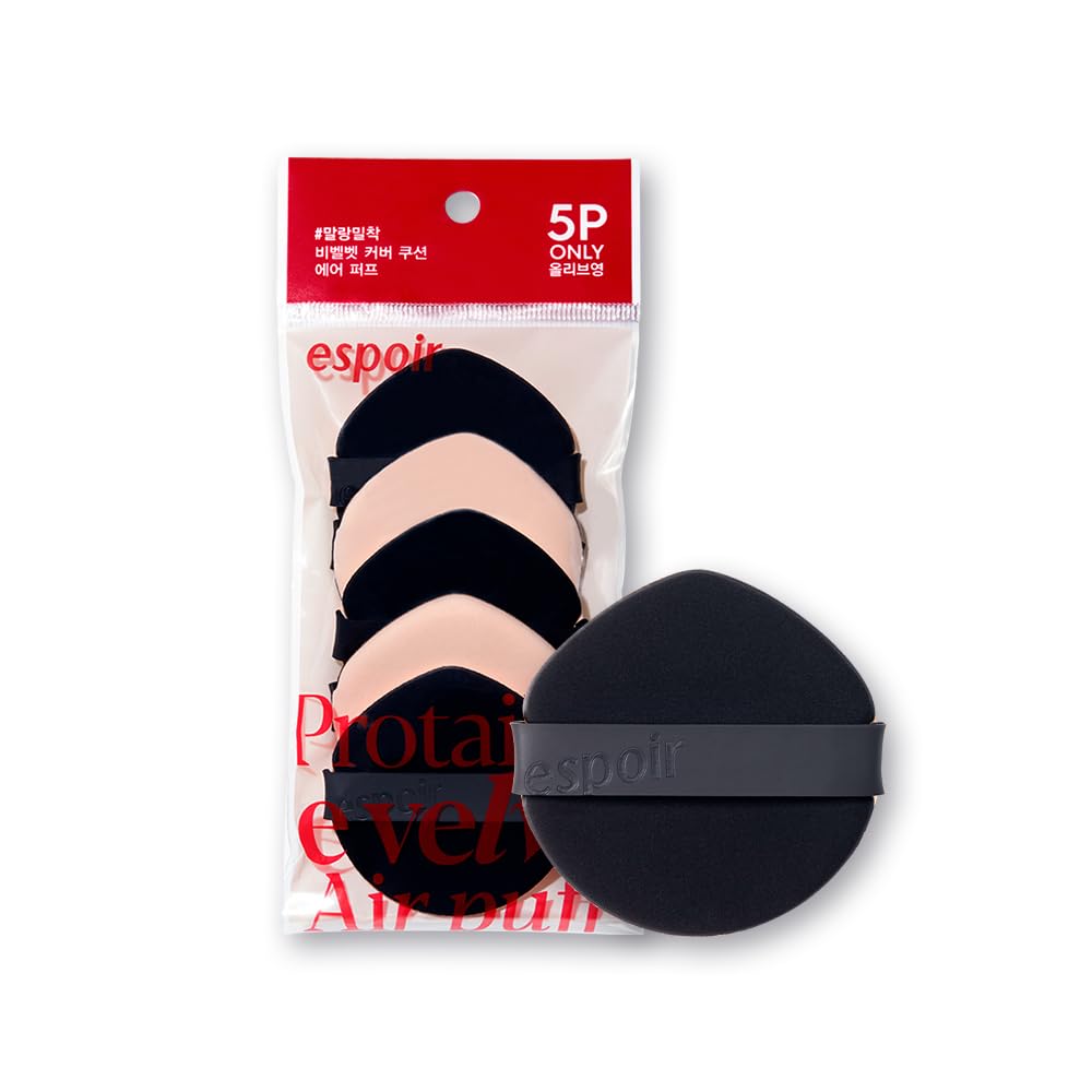 Espoir Be Velvet Air Puff 5ea | Flawless Face Makeup Fast and Easily | Makeup Sponge Applicator Air Cushion Powder Puff for Liquid Foundation, Cream, Powder, Concealer | Korean Base Makeup Tools-GlimoraGlow