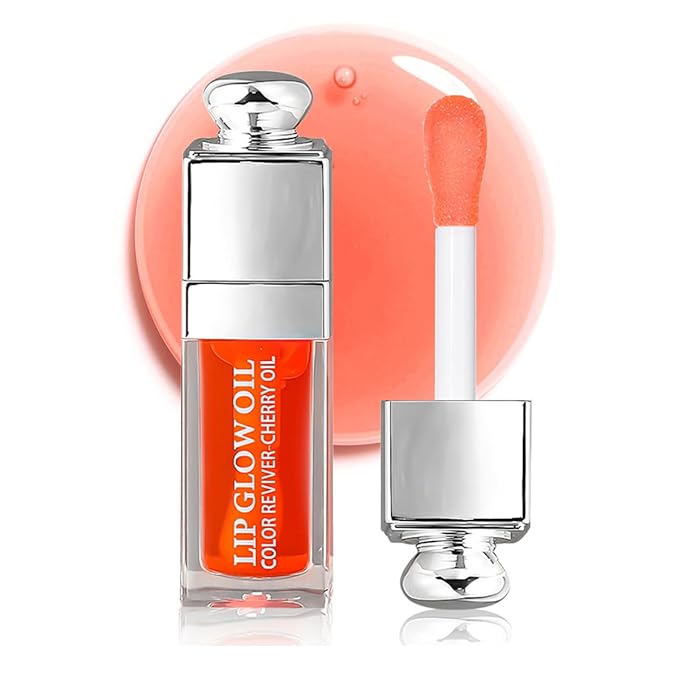 Hydrating Lip Glow Oil, Moisturizing Plumper Lip Gloss, Transparent Plumping Balm, Tinted Balm Care 0.2 OZ - 004 CORAL-GlimoraGlow