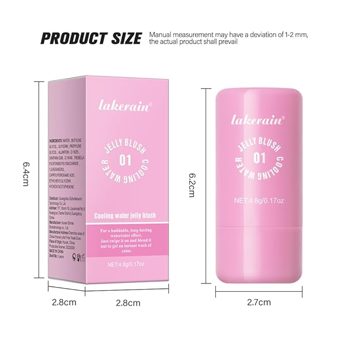 Jelly Cooling Blush Stick, Milk Water Tint, Clear Glossy Long Lasting Sheer Lip & Cheek Stain, Waterproof Light Non-Sticky Buildable Watercolor Finish-Vegan, Cruelty Free (#4 berry, 0.17oz)-GlimoraGlow