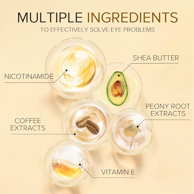 AKARY 24K Gold Eye Serum, Under-eye Firming Serum for Reduces Puffy Eyes, Dark Circles, Fine Lines, Under Eye Bags, Tightening, Hydrating Face Serum, Treatment for Skin Care with Nicotinamide and Vitamin E-GlimoraGlow