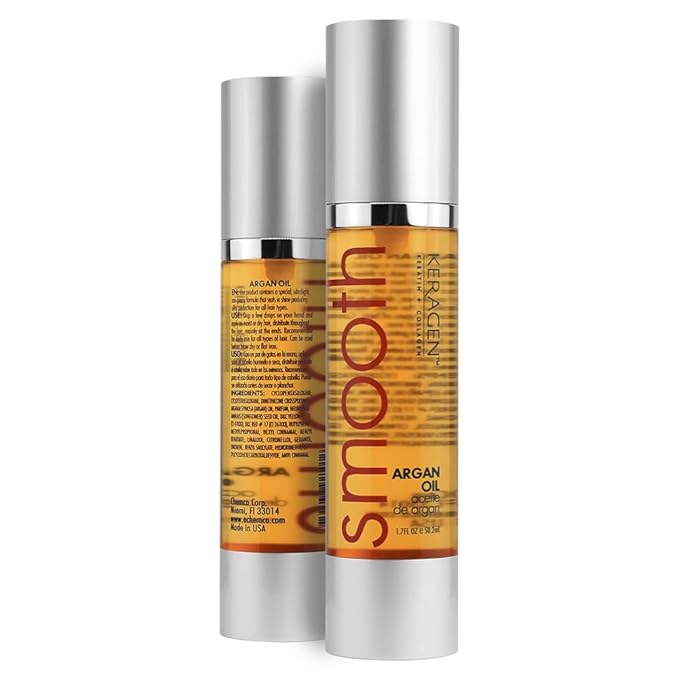 KERAGEN - Nourishing Hair Serum for Dry Damaged Hair - Argan Oil for Hair Treatment - Brilliant Shine, Heat Protection with Paraben, Phthalate and Sulfate Free Formula (1.7 Oz)-GlimoraGlow