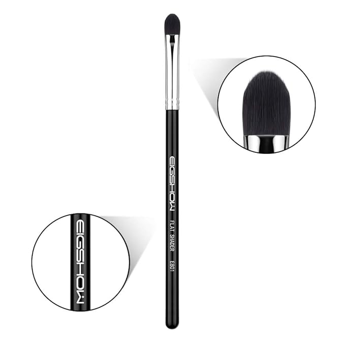 Professional Shader Eyeshadow Brush, EIGSHOW Flat Tapered Blending Brush with Dense Soft Bristles for Eye Shadow Application, for Cream Powder (E801)-GlimoraGlow