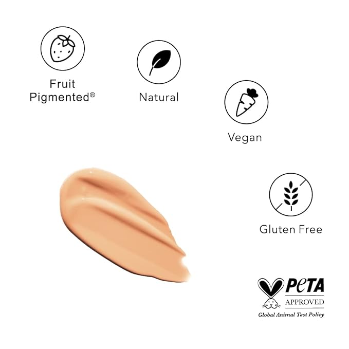 100% PURE Healthy Foundation Full Face Coverage Makeup, Liquid Matte Finish with Anti-Aging Benefits - Vegan Gorgeous Fruit Pigmented White Peach Color (Light with Warm Undertone) - 1 Fl Oz-GlimoraGlow