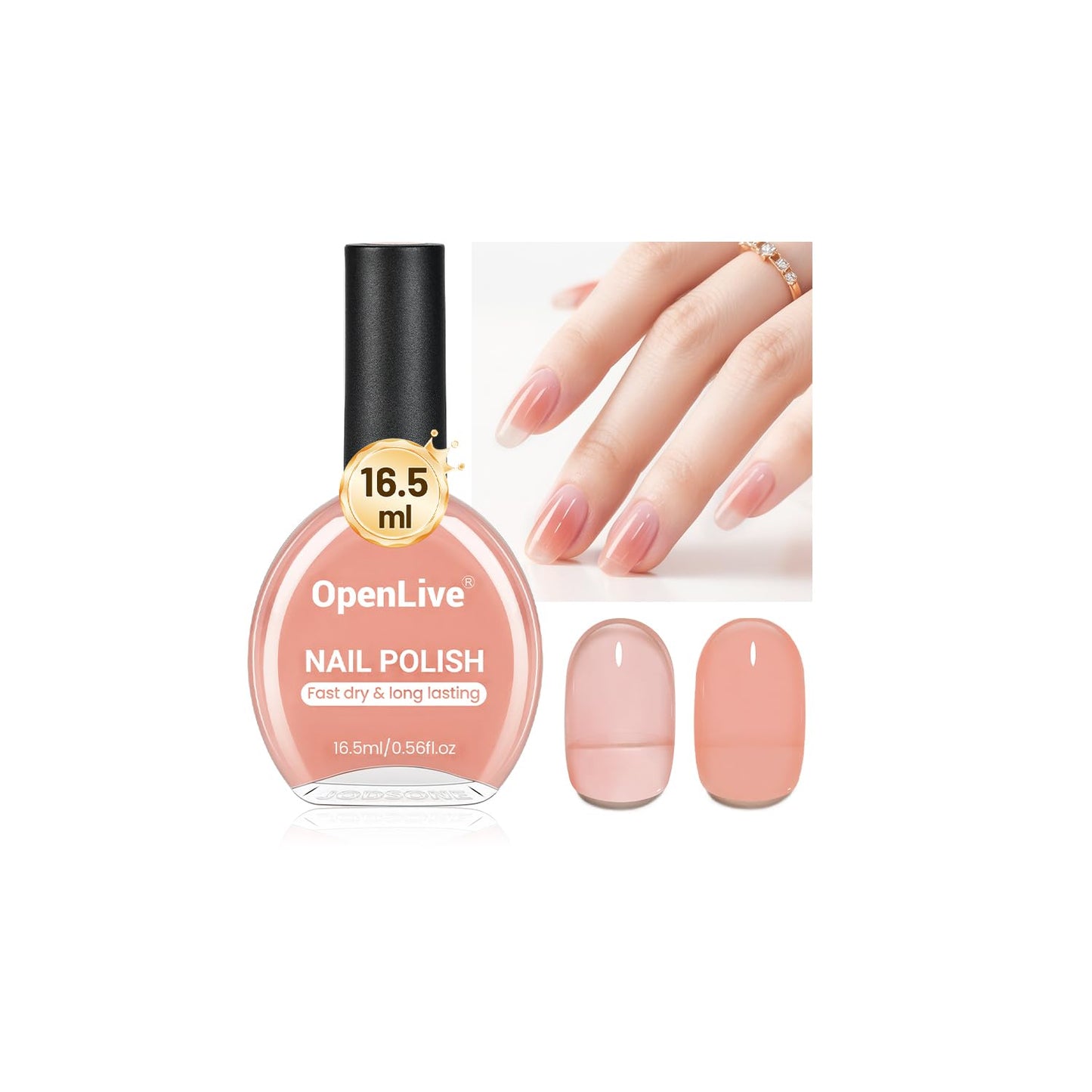 16.5ml Jelly Nude Pink Nail Polish Large Volume Quick Dry Nail Polish, Long Lasting Shine, Fingernail Toenail Nail Art DIY Home Travel Nail Art Gift-GlimoraGlow