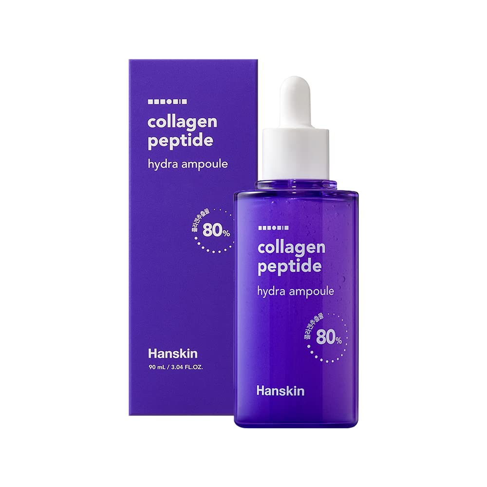 Hanskin Collagen Peptide Hydra Ampoule (90ml). Made with 80% Collagen Extract and 20% Peptide. Advanced Anti-Aging Formula to Repair Skin from Wrinkles and Fine Lines on Face and Neck Area.-GlimoraGlow