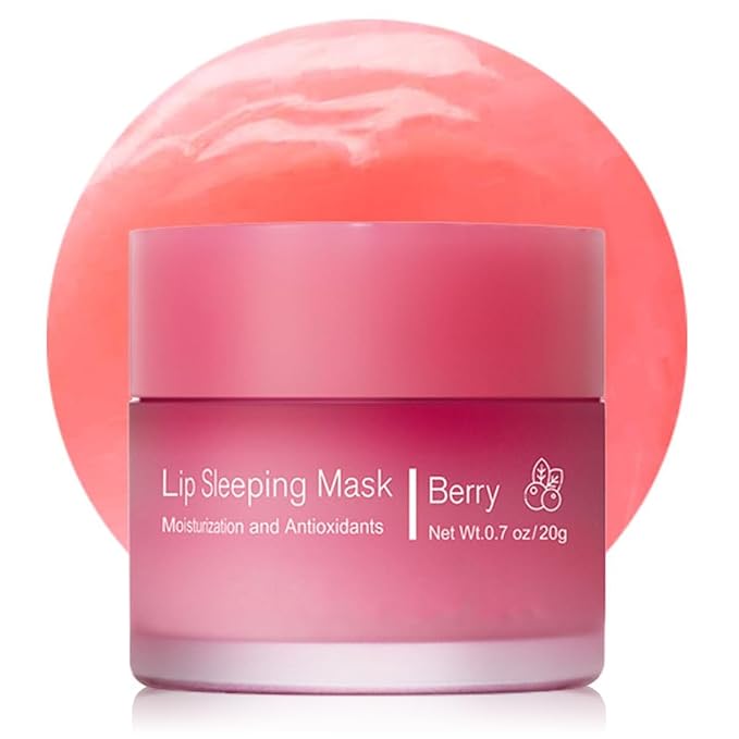 Hydrating Lip Sleeping Mask, Long Lasting Hydrating Night Lip Balms for Intensive Moisturizing and Care, Prevention Dry and Crack (BERRY) 0.7 OZ-GlimoraGlow