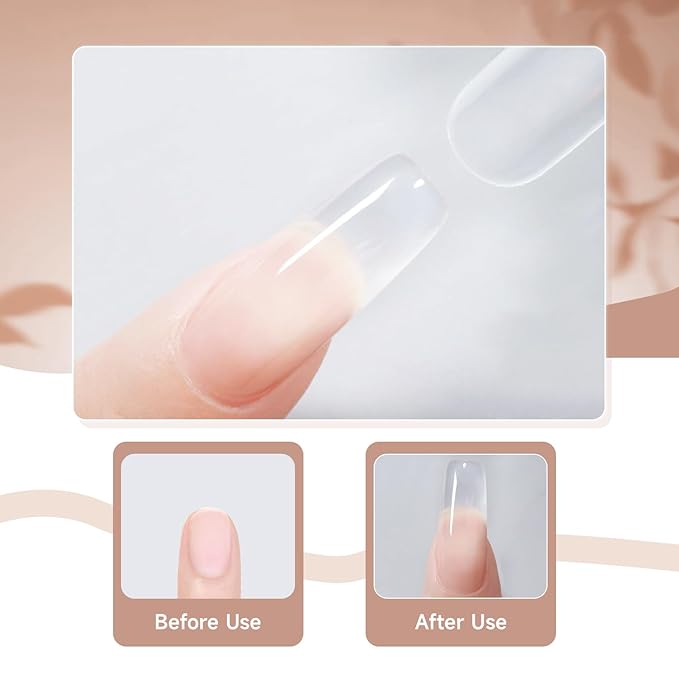 JEWHITENY Poly Nail Gel Set Clear Nude Brown Neutral Classic Color Base and Top Coat Slip Solution Poly Extension Gel With Acrylic Nail Builder Need U V Lamp Curing-GlimoraGlow