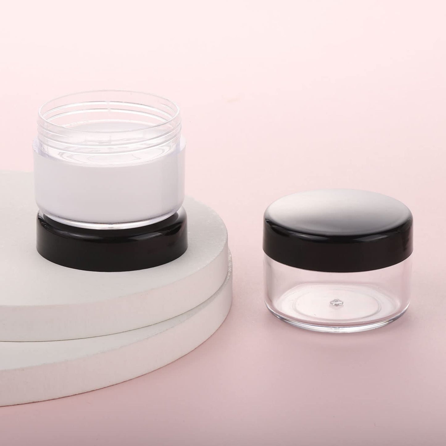 100 Count Small Sample Containers Makeup Jars 15 Gram Cosmetic Containers with Lids Black Traveling Jars Empty Bottles for Toiletries-GlimoraGlow