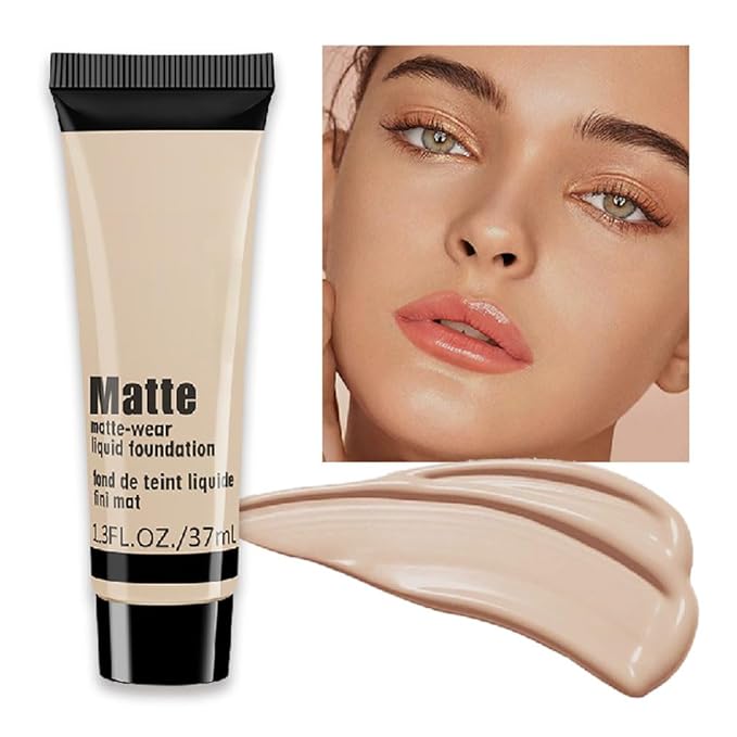 1 Pack Liquid Foundation Cream for Face Makeup,Durable Full Coverage Matte Concealer Make Up,Oil Control & Waterproof Base Primer -1 Fl.Oz-BEIGE 4#-GlimoraGlow