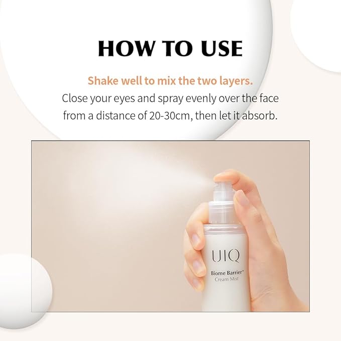 UIQ Biome Barrier Cream Mist - Facial Barrier Mist for Hydration & Skin Barrier Repair, Microbiome-Based Korean Skin Care, 3.38 fl oz-GlimoraGlow