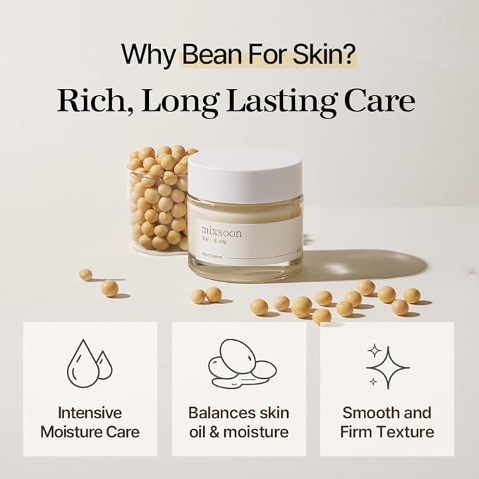mixsoon Bean Cream - Intensive Moisture Face Cream For Smooth, Nourished Skin, Pore & Sebum Care - Korean Skincare For Glass Skin - Non-stick (1.69 fl.oz / 50ml)-GlimoraGlow