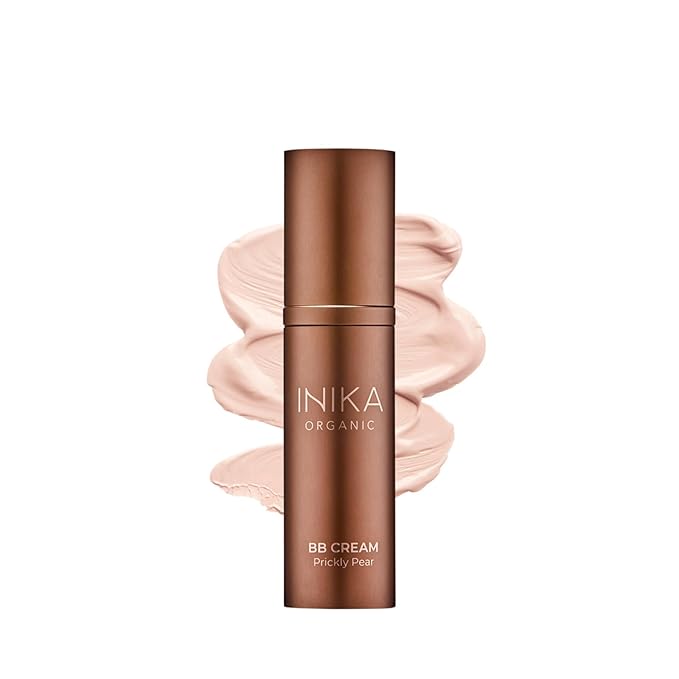 INIKA Organic BB Cream Foundation - Vegan Makeup with Hydrating Prickly Pear, Jojoba, and Pomegranate Seed Oil - Lightweight, Radiant BB Glow for Balanced Skin Tone, Porcelain, 1 fl oz-GlimoraGlow