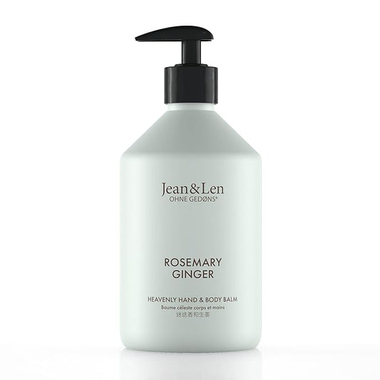 Jean & Len Heavenly Hand & Body Balm Rosemary & Ginger, for a fragrant care experience, with organic argan oil and shea butter, minimalistic bottle, without parabens & silicones, 16.91 Fl. Oz.-GlimoraGlow
