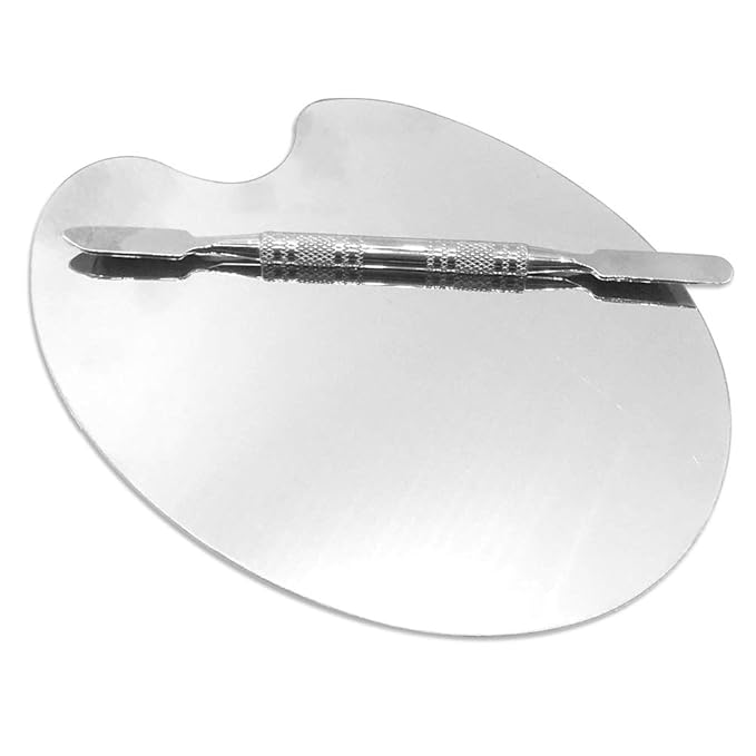 2 Pack Professional Makeup Palette, 2 Types Pro Lady Stainless Steel Cosmetic Artist Spatula with Spatula Tool for Mixing Foundation-GlimoraGlow