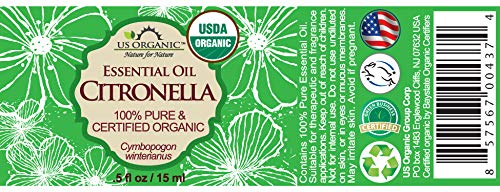 US Organic Citronella Essential Oil, USDA Certified, 100% Pure, 15 ml Pack of 2, Improved caps and droppers – Used for Skin Care, Many DIY Projects Like Candle Making and Much More-GlimoraGlow
