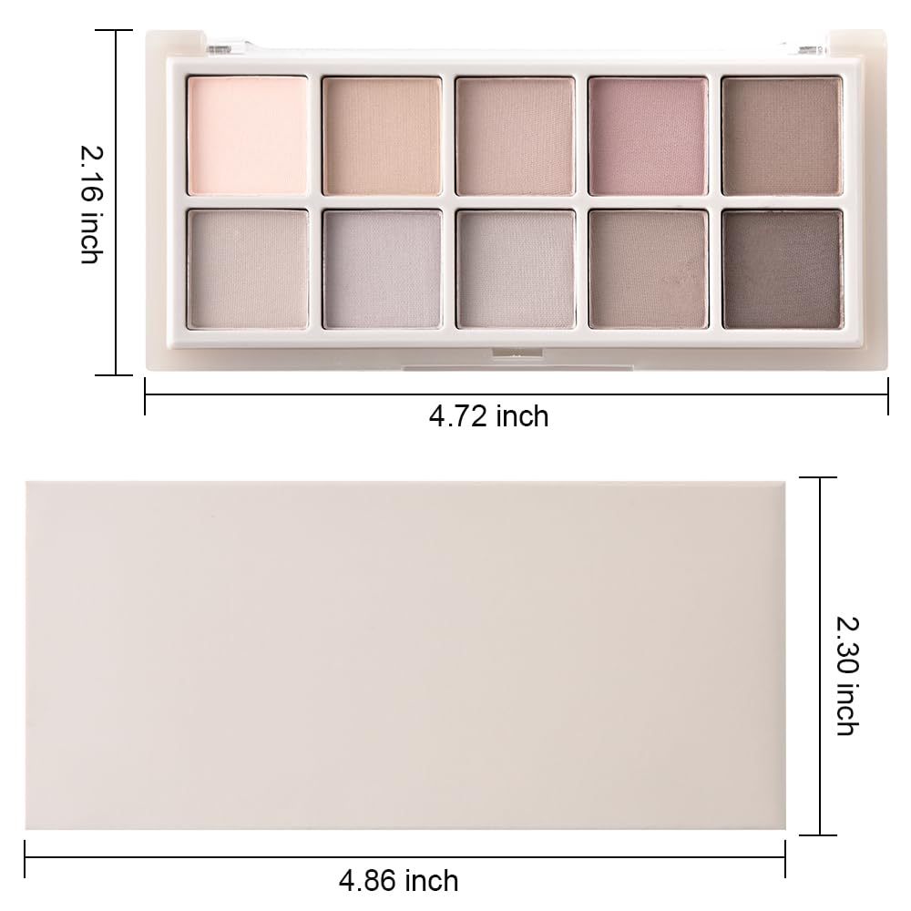 10 Color Matte Eyeshadow Palette | 10 Soft-Focus Matte Shades in Grey-Brown & Neutral Taupe | Silky Powder Blends Like Cream | Natural-Looking Nude Makeup for Mature Skin | Day to Night Wear-GlimoraGlow