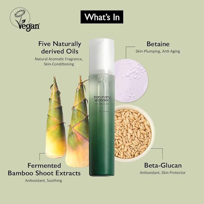 HARUHARU wonder Black Bamboo Mist, 5.07 fl.oz. Hydrating and Firming skin, Panax ginseng for clean and smooth skin surface, Korean Skincare, Vegan, Cruelty Free-GlimoraGlow