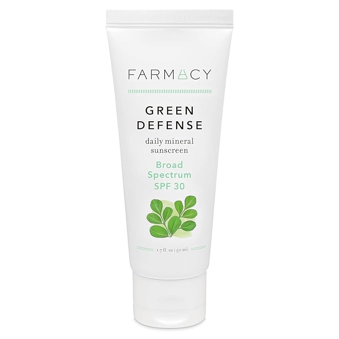Farmacy Mineral Face Sunscreen SPF 30 - Broad Spectrum Zinc Oxide Sunscreen for Face - Daily Defense Sheer Mineral SPF for Sensitive Skin - Absorbs Quickly + Leaves No White Cast (50ml)-GlimoraGlow