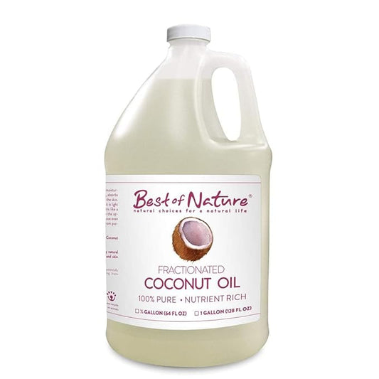 Best of Nature 100% Pure Fractionated Coconut Oil - Liquid MCT Massage & Body Oil, Unscented Moisturizer for Hair, Skin, Face, Aromatherapy Carrier for Essential Oils, Half Gallon (64 fl oz)-GlimoraGlow