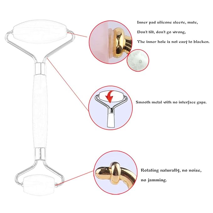 Jade Roller and Gua Sha Set - Facial Body Eyes Neck Massager Tool for Beautiful Skin Detox - Reduce Wrinkles Aging -（White Jade）-GlimoraGlow