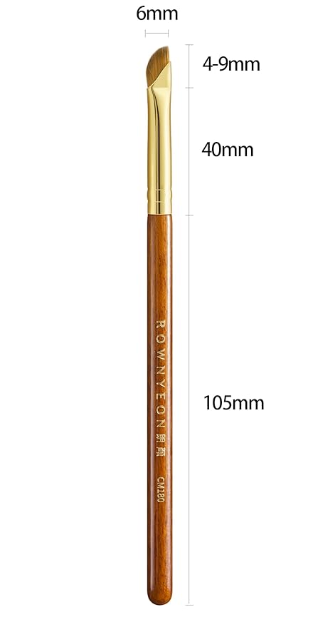 Desert Oak Series Angled Eyeliner Brush - Ultra-Fine Nylon Bristles for Razor-Sharp Gel/Liquid/Powder Lines, Anti-Smudge Design, Ebana Handle & Brass Ferrule (CM 180)-GlimoraGlow