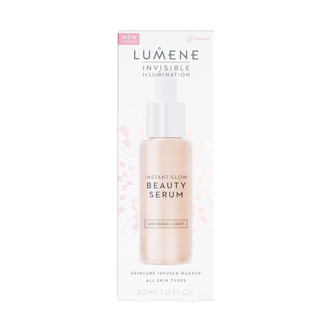 Lumene Invisible Illumination Instant Beauty Glow Serum - Sheer-Coverage Face Makeup + Brightening Serum - Infused with Nordic Algae and Vitamin E for Instant Radiance - Universal Light (30ml)-GlimoraGlow