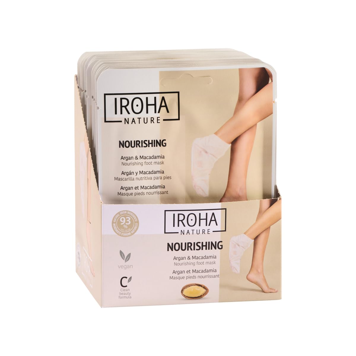 IROHA NATURE Nourishing Foot Mask Socks with Argan & Macadamia Oil | 15 Pairs | Intensive Treatment for Dry & Dehydrated Feet | Flash Effect | Natural & 100% Vegan-GlimoraGlow