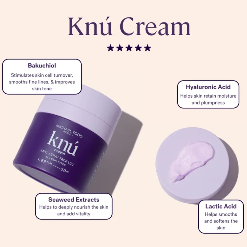 MICHAEL TODD Beauty KNU Cream – Face Lifting, Brightening & Tightening Cream – For Moisturizing & Rejuvenating – With Bakuchiol, Peptides & Snail Secretion – For All Skin Types – 1.68 fl oz/50 mL-GlimoraGlow