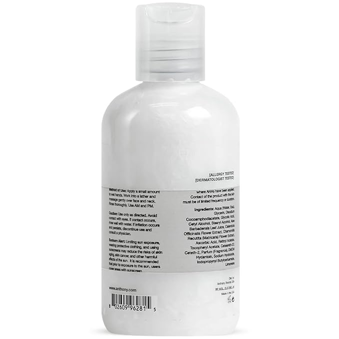 Anthony Glycolic Facial Cleanser for Men, Daily Exfoliating & Hydrating Face Wash, Shave Prep, Non-Foaming, Deep Cleansing, Gentle on Sensitive Skin, Removes Dirt & Oil, Smooths Texture, 3.4 Fl Oz-GlimoraGlow