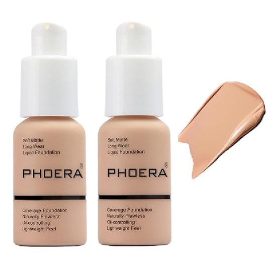 2 Pack PHOERA Foundation 103 Warm Peach Makeup,Full Coverage Foundation for Women and Girls-GlimoraGlow
