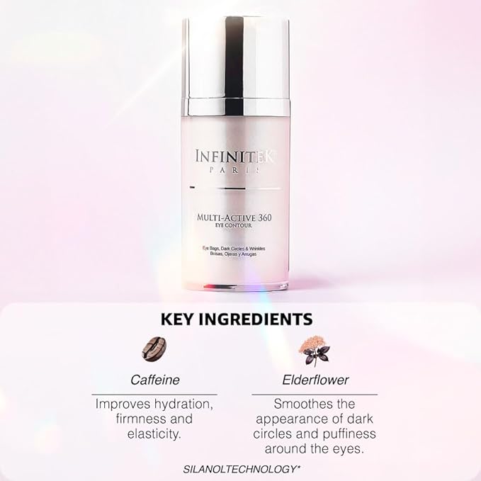 Infinitek Paris Multi-Active Collagen Eye Cream & Retinol Serum Eye Contour - Anti Aging Eye Cream for Wrinkles, Under Eye Treatment for Dark Circles and Under Eye Wrinckle Repair. 0.50 Fl Oz-GlimoraGlow