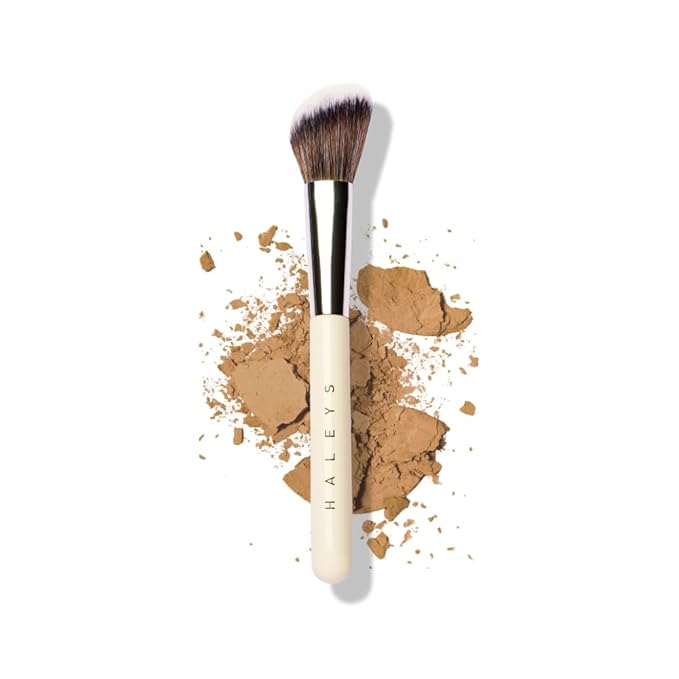 HALEYS Contour Brush VEGAN + CRUELTY-FREE, Angled & Tapered with Fluffy Bristles, Ideal for powder, cream, liquid, Use with blush, contour, bronzer, Sustainable Wood-GlimoraGlow