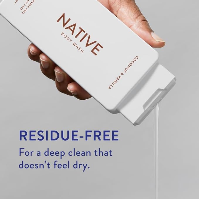 Native Body Wash Contains Naturally Derived Ingredients | For Women & Men, Sulfate, Paraben, & Dye Free Leaving Skin Soft and Hydrated | Coconut & Vanilla 18 oz - 2 Pk-GlimoraGlow