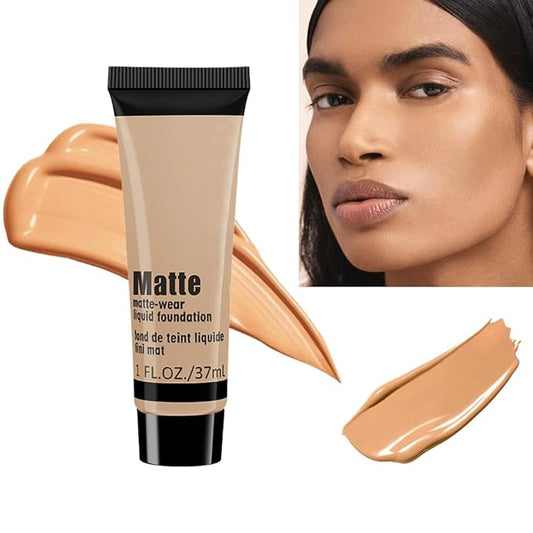 1 Pack Liquid Foundation Cream for Face Makeup,Durable Full Coverage Matte Concealer Make Up,Oil Control & Waterproof Base Primer -1 Fl.Oz-BEIGE 6#-GlimoraGlow
