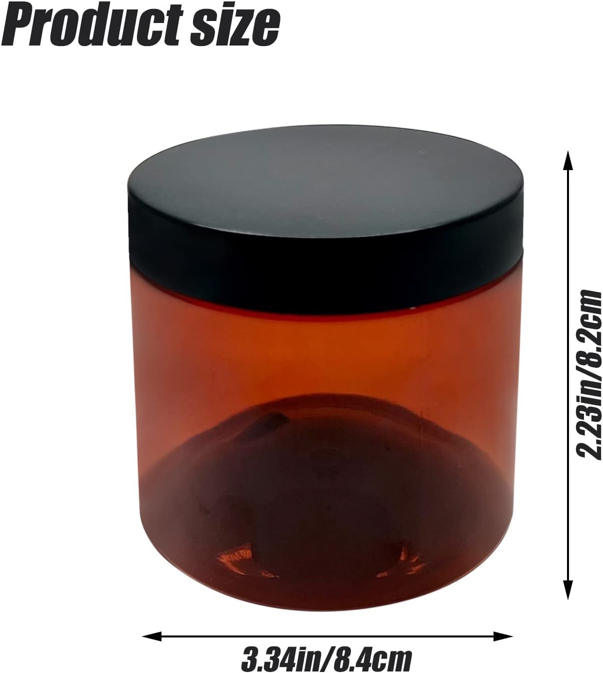 12 oz Amber Plastic Cosmetic Jars Leak Proof Container with Black Lid for Cream, Lotion, Powder, ointment, Beauty Products etc, 6 Pcs.-GlimoraGlow