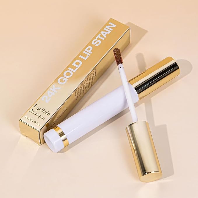 2025 New 24K Gold Liquid Lip Gloss Peel Off Lip Stain Tattoo with Tweezer, Ruby Red Lips Stain Peel Off Masque, Long Lasting Waterproof Lip Tint Stain, Transfer-proof for All Skin Types 03#-GlimoraGlow