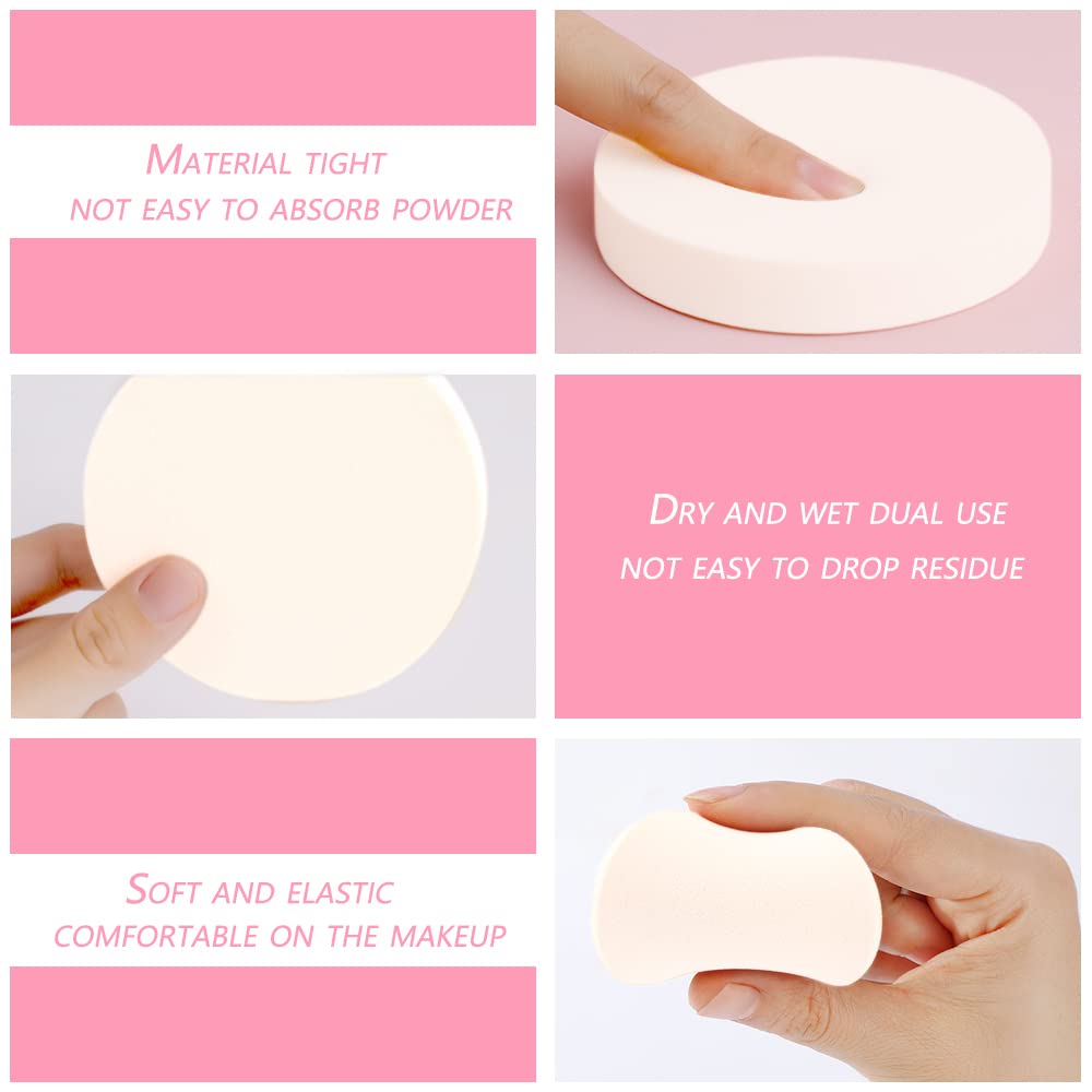 Vmiapxo 48 Pieces White Makeup Sponge, Cosmetic Sponge Round Foam Pad, Compact Facial Powder Puff, Beauty Makeup Foundation Powder Blender for All Skin Types Wet and Dry Dual Use-GlimoraGlow